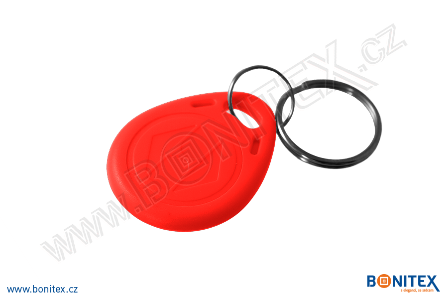 ABS klíčenka 35x28, tl. 6mm s RFID 13,56 MHz, červená-botinex