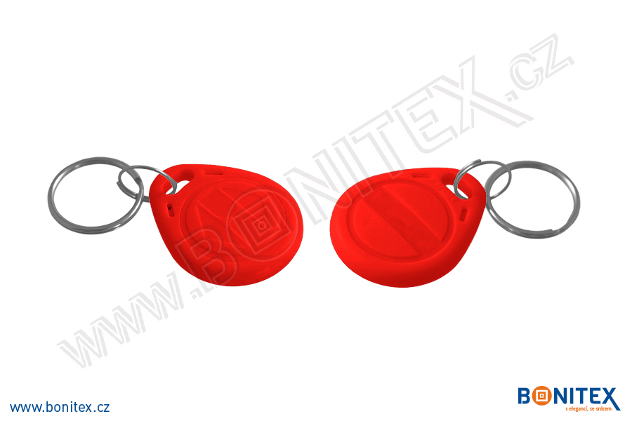 Klíčenka-ABS-35x28-tl.6mm-s RFID-125 kHz-červená-botinex
