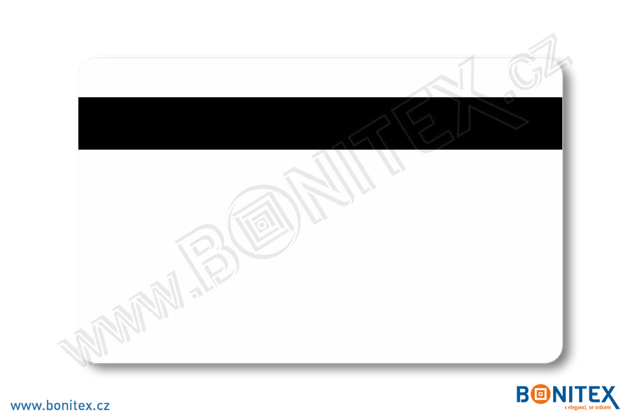 Karta plastová PVC rozměru ISO-tl.0,76mm-s magnet.proužkem-laminace lesk-bílá-botinex