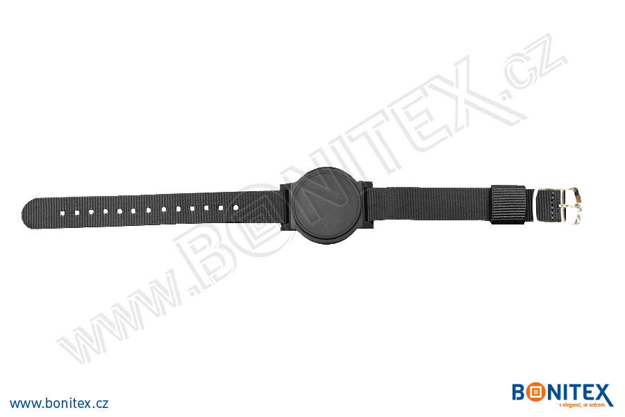Náramek-nylon-255-265x16mm,kov.spona 1-s RFID-125 kHz-černý/č.černý-botinex