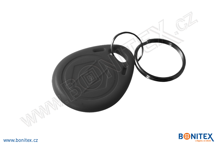 ABS klíčenka 35x28, tl. 6mm s RFID 13,56 MHz, černá-botinex