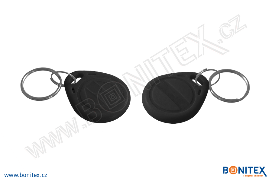 ABS klíčenka 35x28, tl. 6mm s RFID 13,56 MHz, černá-botinex