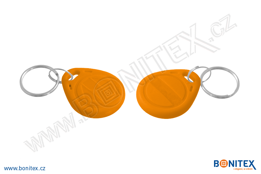 ABS klíčenka 35x28, tl. 6mm s RFID 13,56 MHz, oranžová-botinex