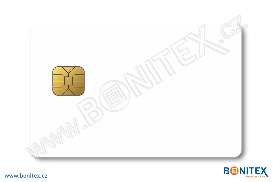 Karta plastová PVC rozměru ISO-tl.0,82mm-s duo (RFID 13,56 MHz+kont.)-laminace lesk-bílá-botinex