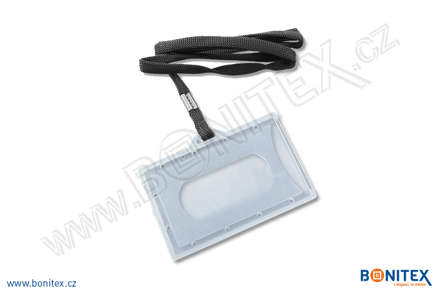 Pouzdro plastové rozměru ISO-na šířku-PP-60x90-tl.3,5mm-průhledné+popruh/delší str-černý-botinex