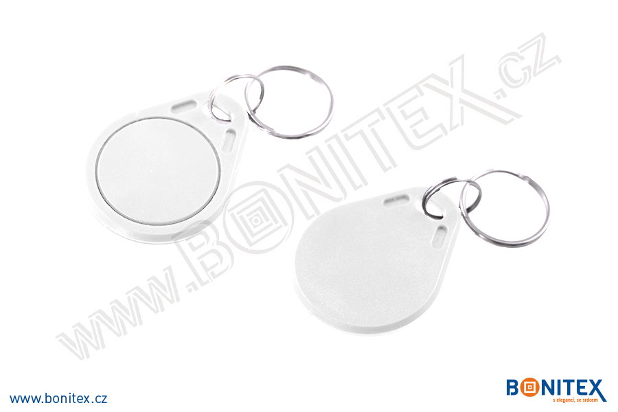 ABS klíčenka 40x32, tl. 4,2mm s RFID 125 kHz, bílá-botinex