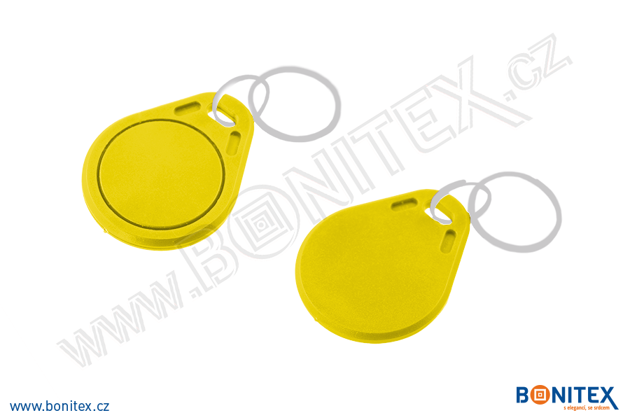 ABS klíčenka 40x32, tl. 4,2mm s RFID 13,56 MHz, žlutá-botinex