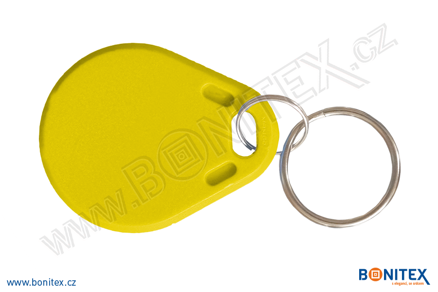 ABS klíčenka 40x32, tl. 4,2mm s RFID 13,56 MHz, žlutá-botinex