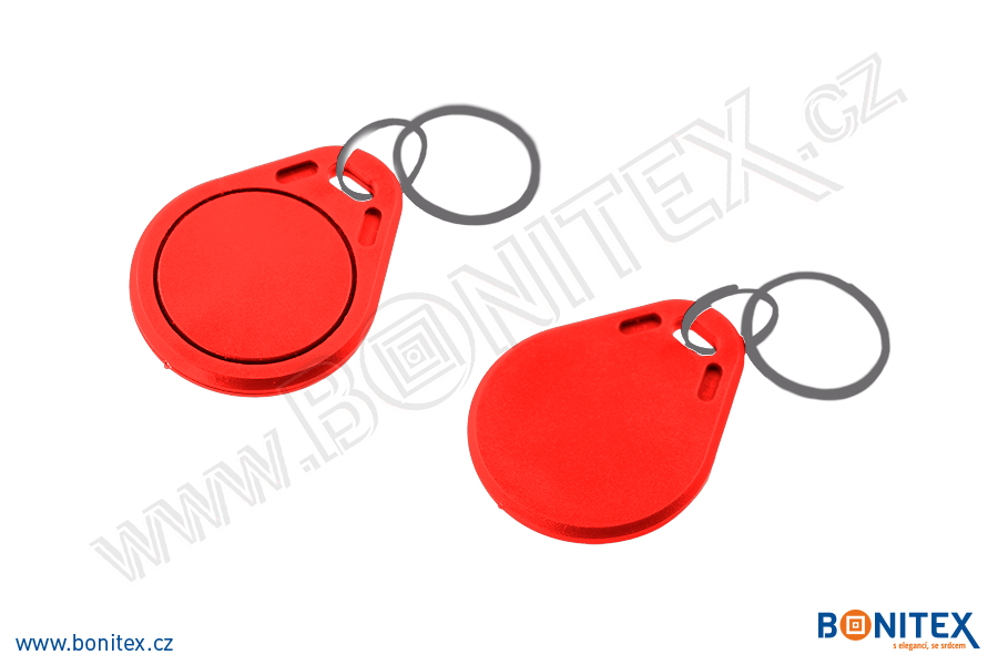 ABS klíčenka 40x32, tl. 4,2mm s RFID 13,56 MHz, červená-botinex