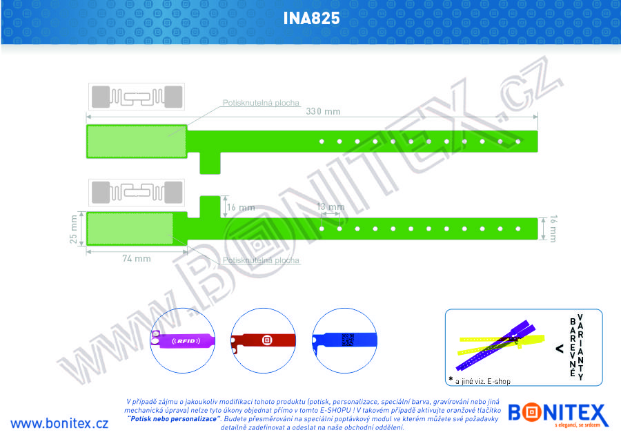 Náramek-Vinyl-08-330x25/16mm-s RFID-UHF-zelený-botinex