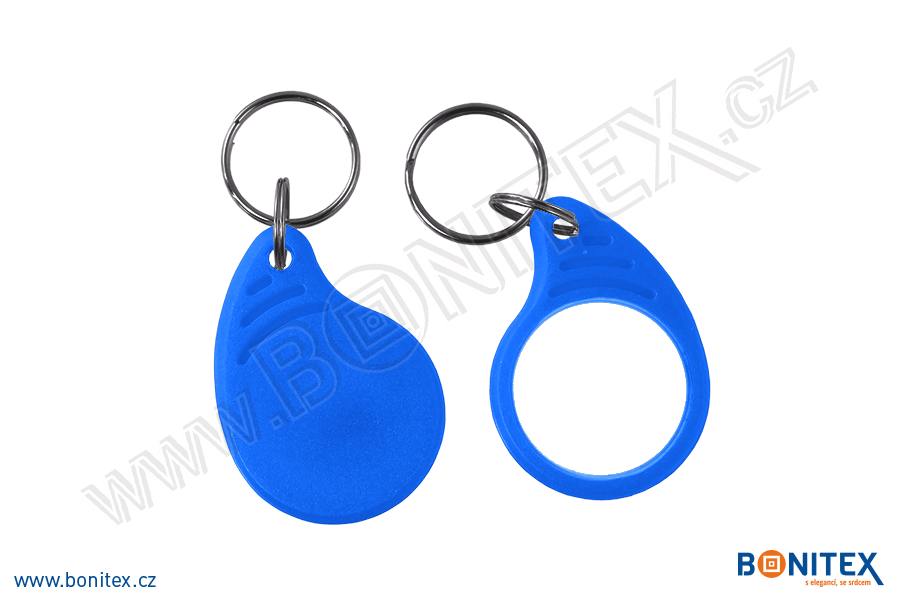 Klíčenka-ABS-43x31-tl.4mm-s RFID-125 kHz-modrá/bílý střed-botinex