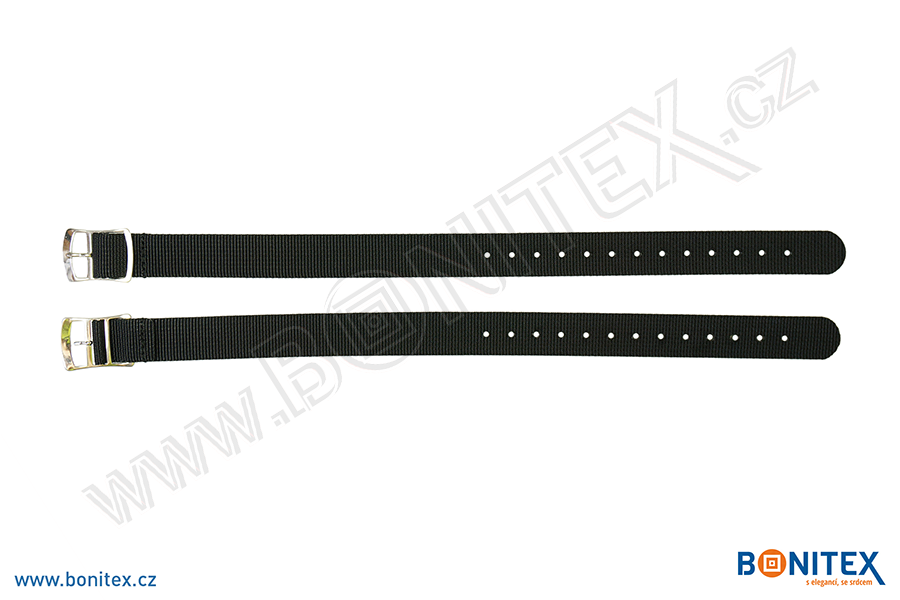 Samostatná nylonová páska pro náramek INA55, 255-265x15mm, kovová spona 2, černá-botinex