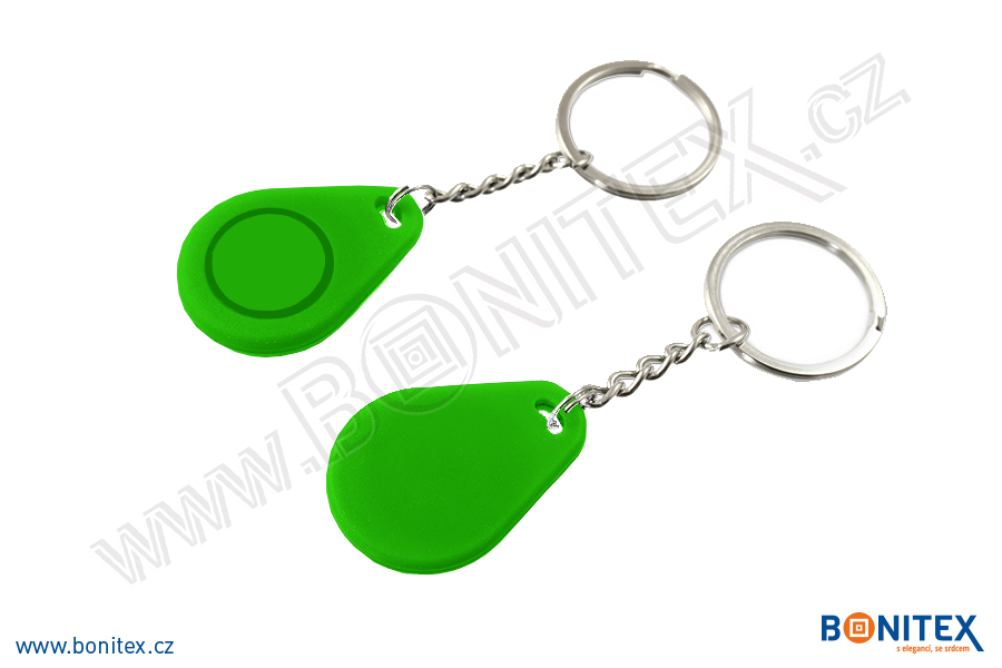 Klíčenka-silikon-35x25/5mm-s RFID-13,56 MHz-zelená-botinex
