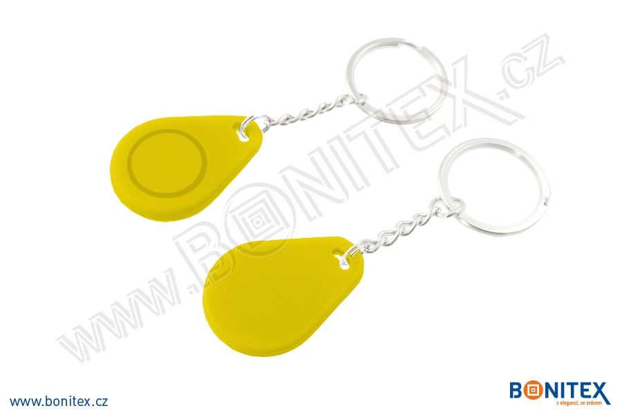 Klíčenka-silikon-35x25/5mm-s RFID-13,56 MHz-žlutá-botinex