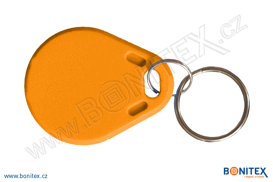 ABS klíčenka 40x32, tl. 4,2mm s RFID 13,56 MHz, oranžová-botinex