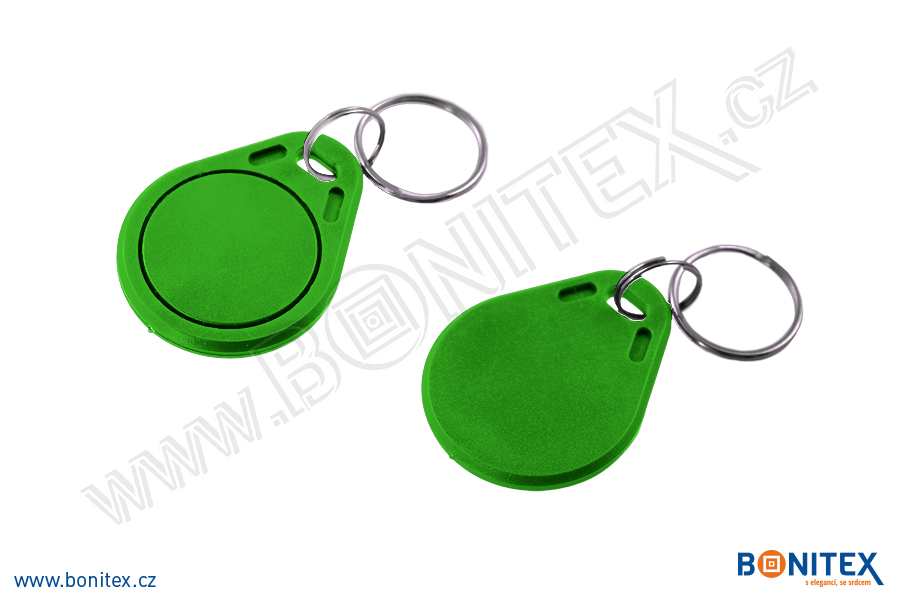 ABS klíčenka 40x32, tl. 4,2mm s RFID 13,56 MHz, tmavá zelená-botinex