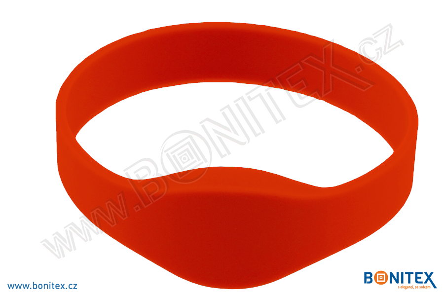 Silikonový náramek, průměr 65mm s RFID 13,56 MHz, červený-botinex