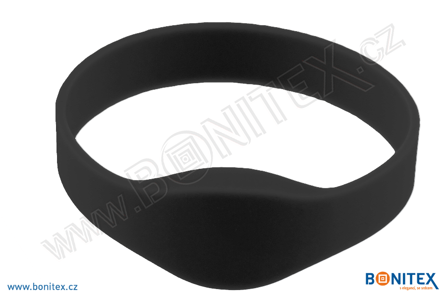 Silikonový náramek, průměr 74mm s RFID 13,56 MHz, černý-botinex
