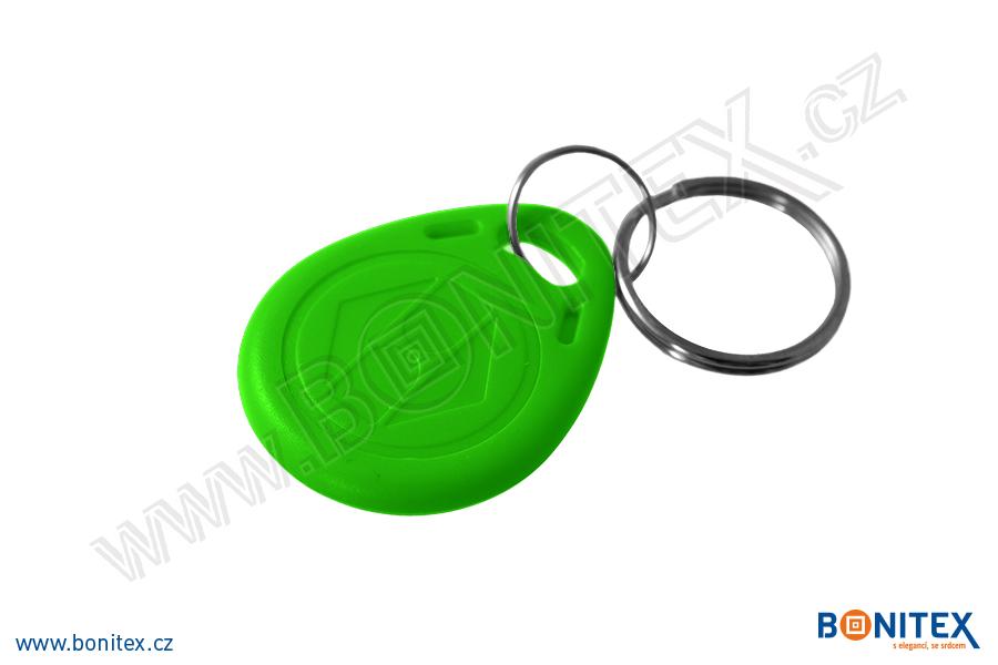 ABS klíčenka 35x28, tl. 6mm s RFID 13,56 MHz, tmavá zelená-botinex