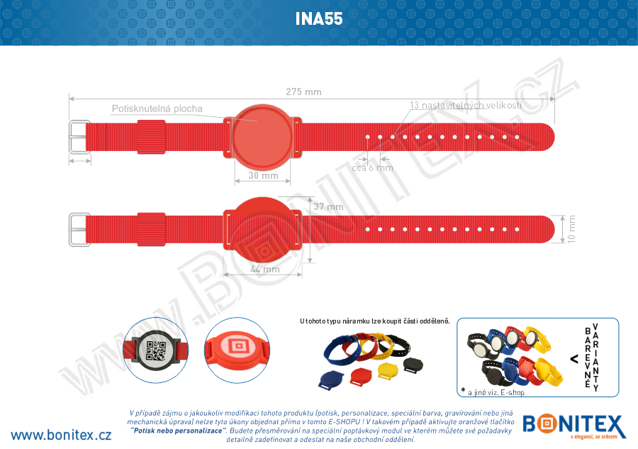 Náramek-nylon-255-265x16mm,kov.spona 1-s RFID-125 kHz-červený/č.červený-botinex