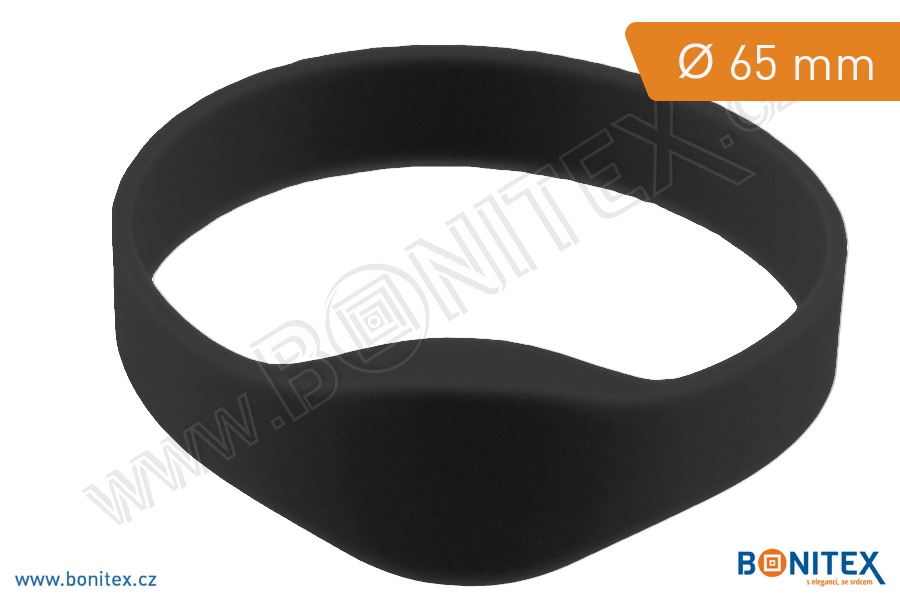 Silikonový náramek, průměr 65mm s RFID 13,56 MHz, černý (SO-21)-botinex