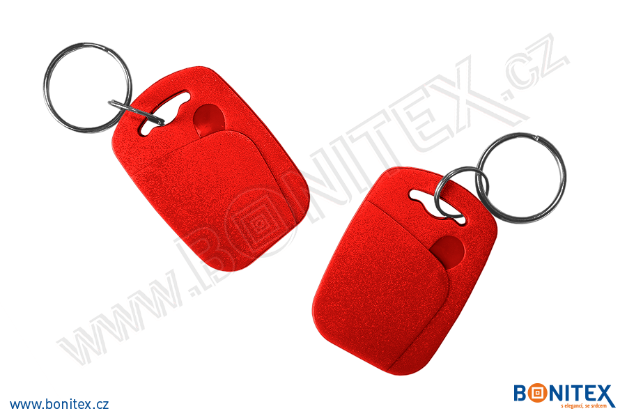 Klíčenka-ABS-44x30-tl.4,2mm-s RFID-125 kHz-červená-botinex