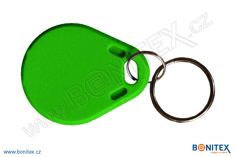 ABS klíčenka 40x32, tl. 4,2mm s RFID 13,56 MHz, zelená-botinex