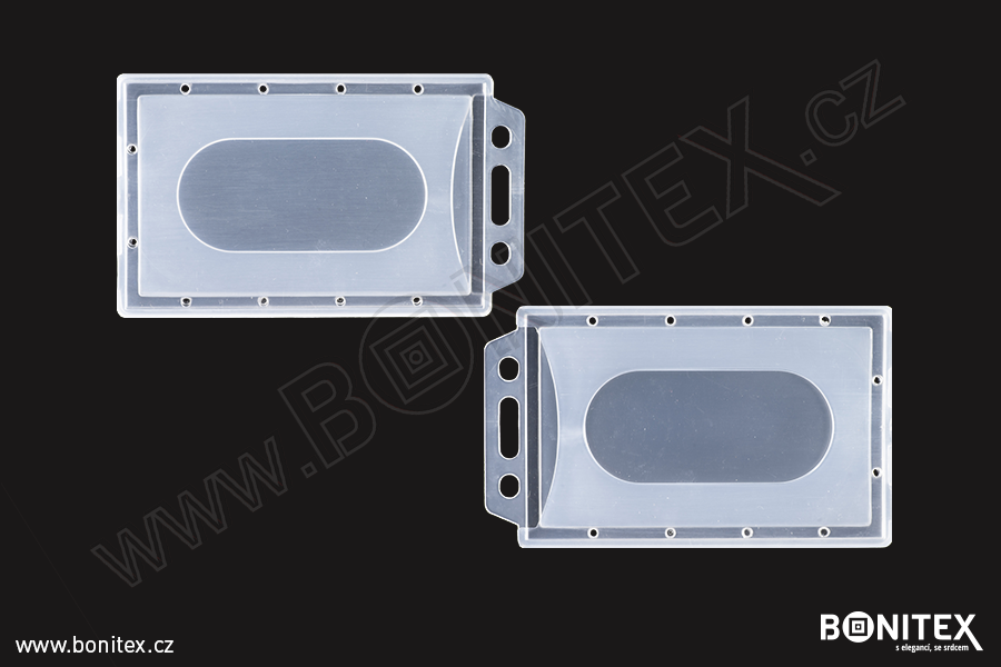 Pouzdro plastové rozměru ISO-na šířku-PP-60x90-tl.3,5mm-ouško/kratší strana-průhledné-botinex