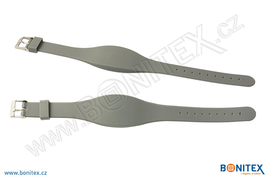 Silikonový náramek 255x17/34mm, kovová spona, s RFID 13,56 kHz, šedý (VC-41)-botinex