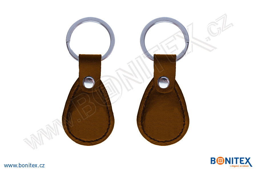 Klíčenka-PU kůže-68x36mm-s RFID-13,56 MHz-hnědá-botinex