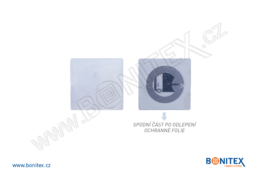 Tag-etiketa-papírová-čtverec 40x40mm-s RFID-13,56 MHz-Al ant.-samolepící-botinex