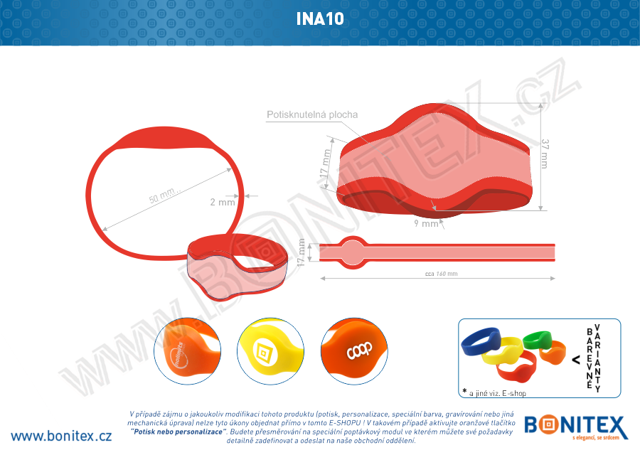 Náramek-silikon-kruh,pr.50mm-s RFID-13,56 MHz-červený-botinex