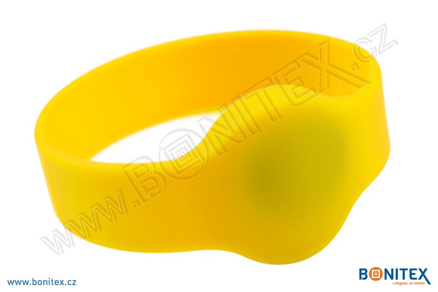 Silikonový náramek, průměr 50mm s RFID 13,56 MHz, žlutý-botinex