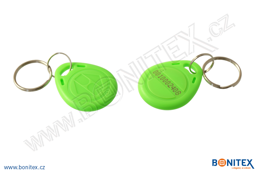 ABS klíčenka 35x28, tl. 6mm s RFID 125 kHz, zelená+UID DEC-5B-botinex