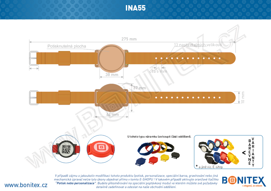 Náramek-nylon-255-265x16mm,kov.spona 1-s RFID-125 kHz-hnědý/č.hnědý-botinex