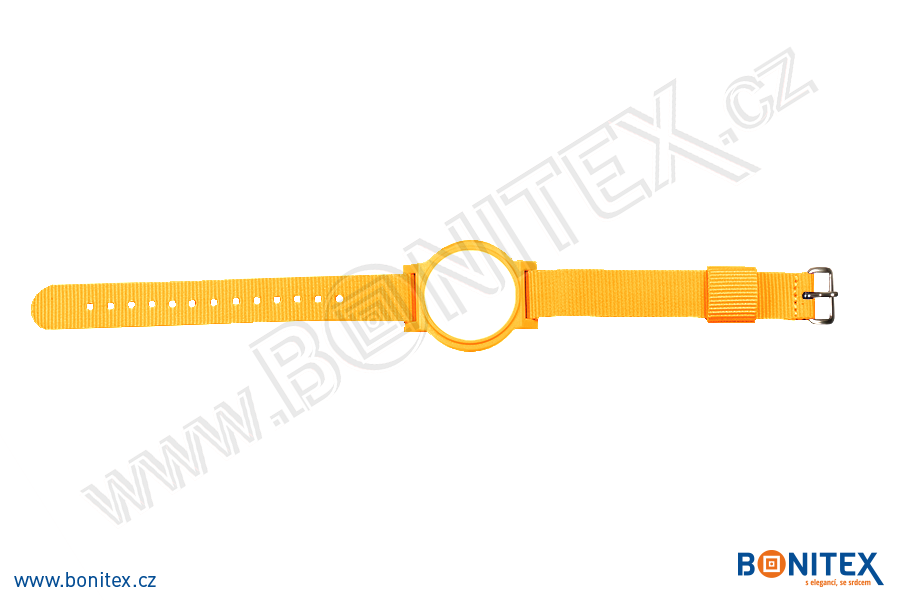 Nylonový náramek 255-265x16mm, kovová spona 1, s RFID 125 kHz, oranžový/č.oranžovo-bílý-botinex