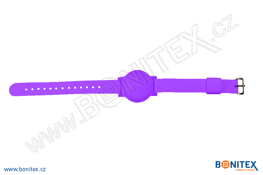 Nylonový náramek 255-265x15mm, kovová spona 2, s RFID 13,56 MHz, fialový/č.fialový-botinex