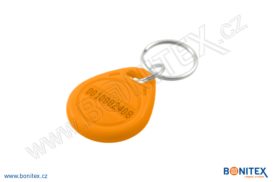 Klíčenka-ABS-35x28-tl.6mm-s RFID-125 kHz-oranžová+UID HEX-5B-botinex