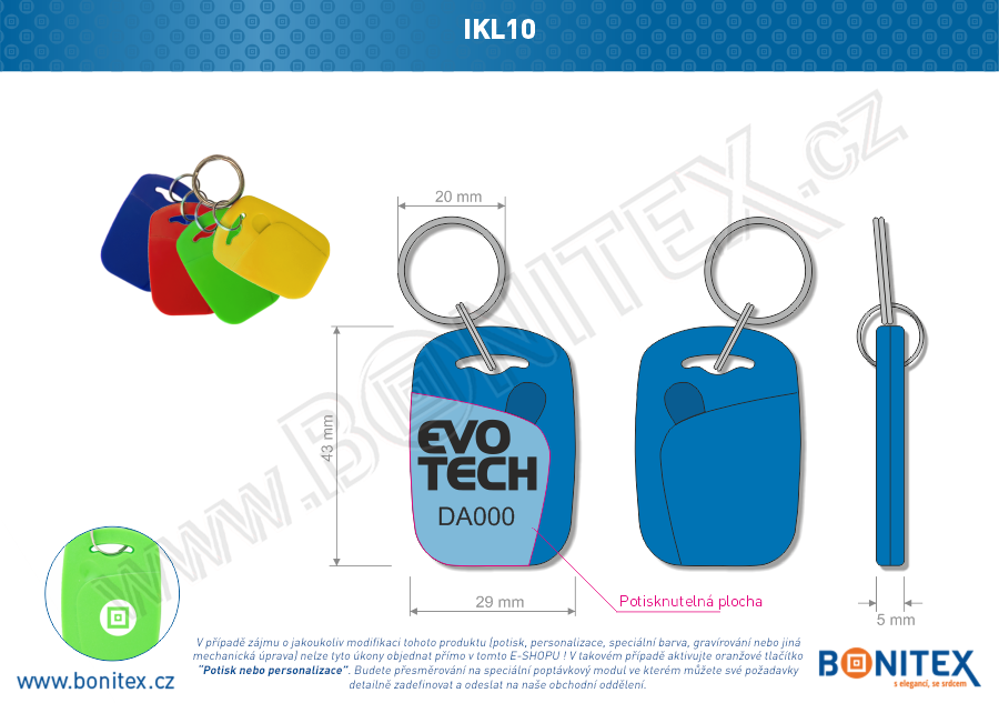 Klíčenka-ABS-44x30-tl.4,2mm-s RFID-DUO (13,56M+125k)-modrá (SO-21)-botinex