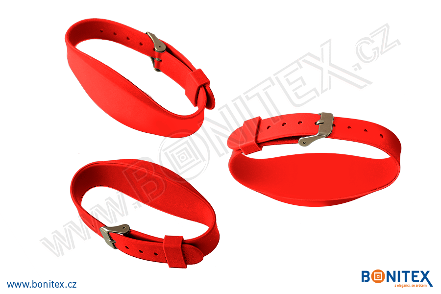 Silikonový náramek 255x17/34mm, kovová spona, s RFID 125 kHz, červený-botinex
