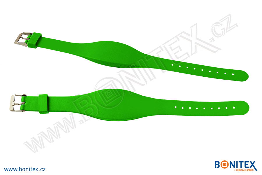 Náramek-silikon-255x17/34mm,kov.spona-s RFID-13,56 MHz-zelený-botinex