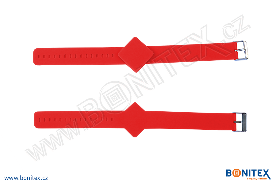 Náramek-silikon-247x20/40mm,kov.spona-s  RFID-125 kHz-červený-botinex