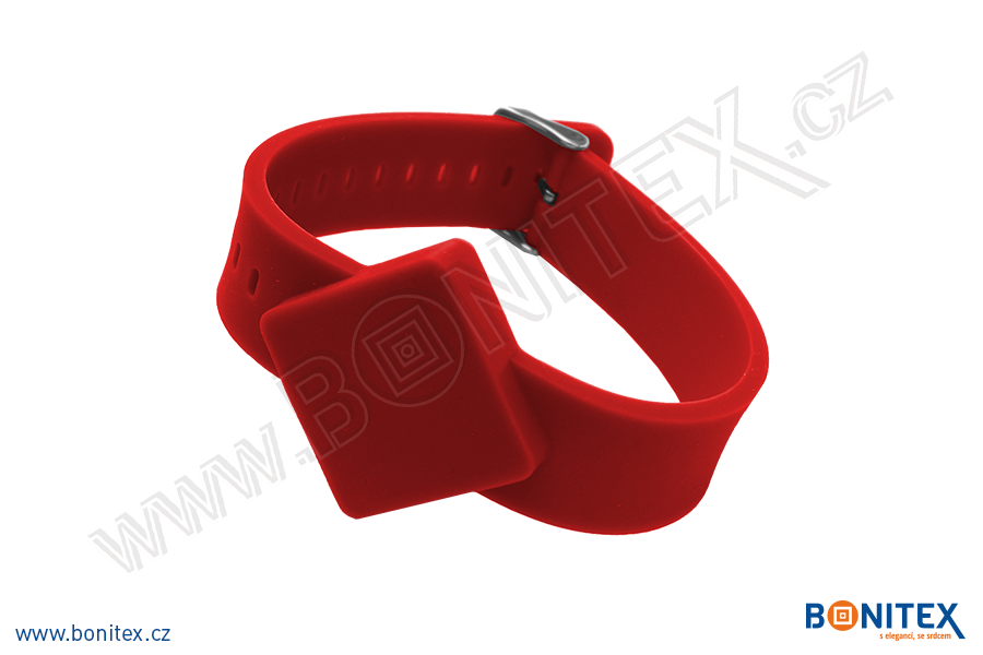 Náramek-silikon-247x20/40mm,kov.spona-s RFID-13,56 MHz-červený-botinex