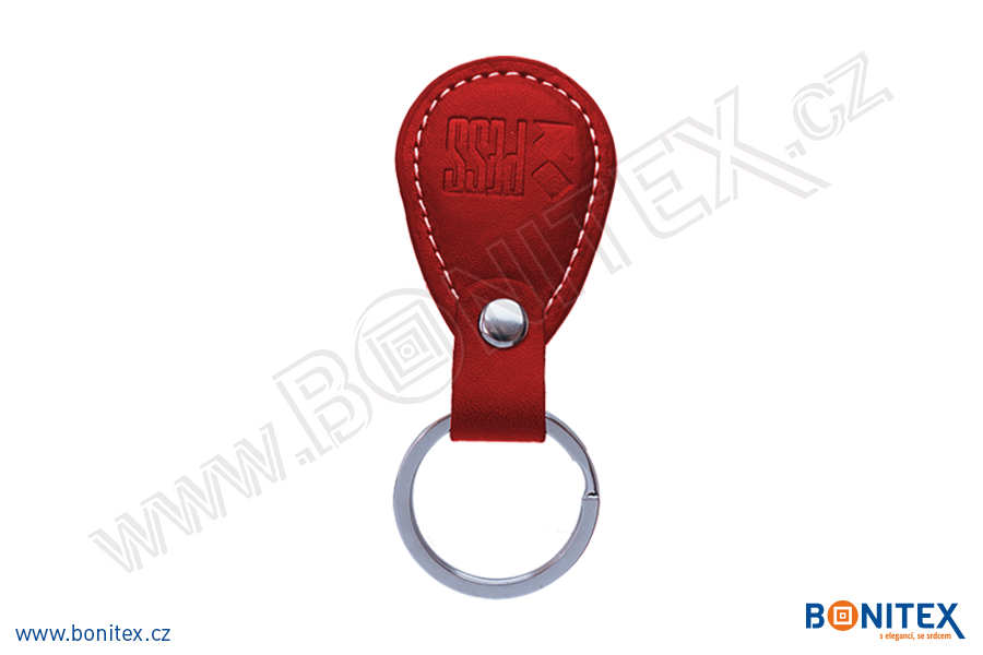 Klíčenka-PU kůže-68x36mm-s RFID-125 kHz-červená-botinex